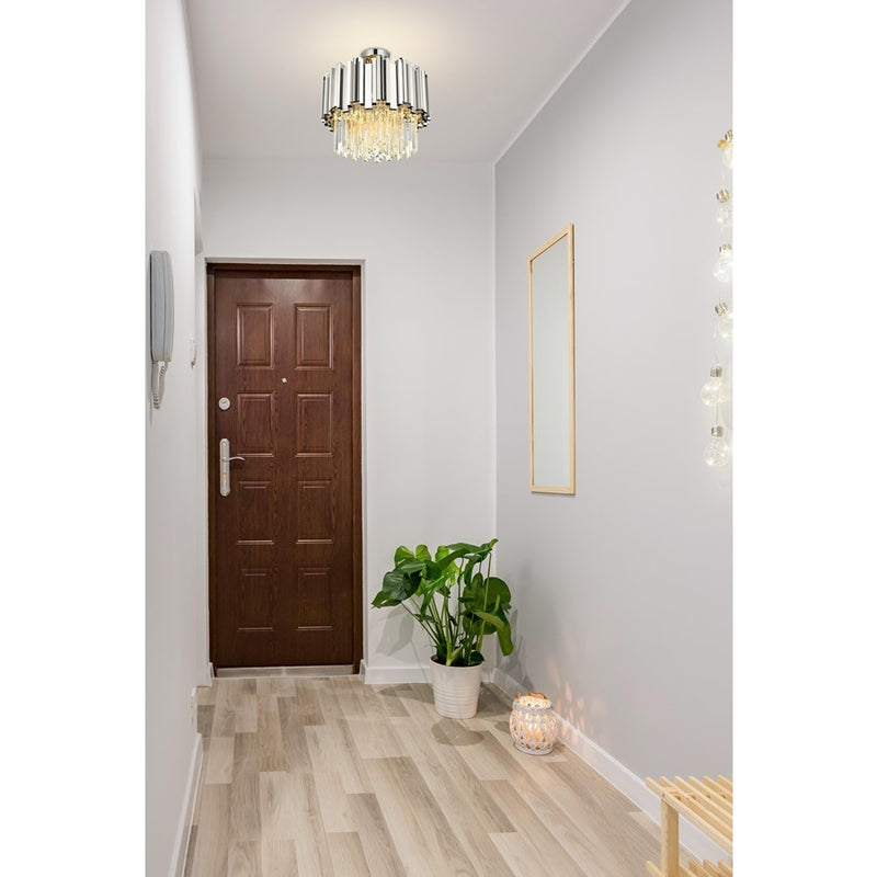 Elegant Lighting Willow 4 Light 16" Flush Mount, Chrome/Clear
