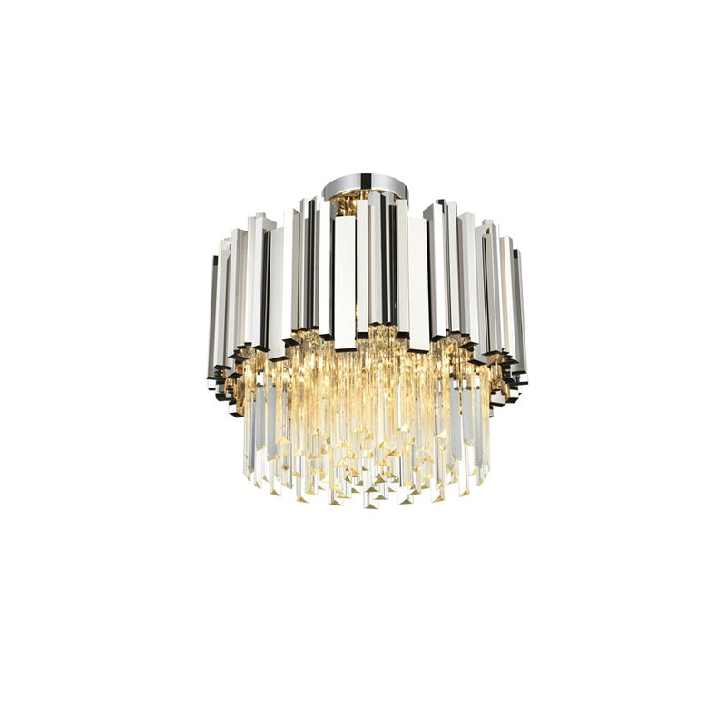 Elegant Lighting Willow 4 Light 16" Flush Mount, Chrome/Clear