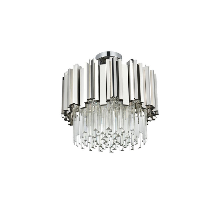 Elegant Lighting Willow 4 Light 16" Flush Mount, Chrome/Clear
