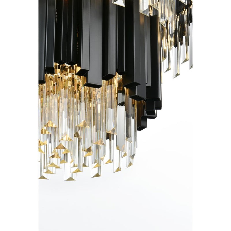 Elegant Lighting Willow 8 Light 2 Tier 24" Chandelier, Black/Clear