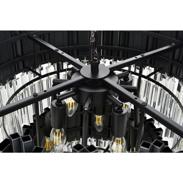 Elegant Lighting Willow 8 Light 2 Tier 24" Chandelier, Black/Clear
