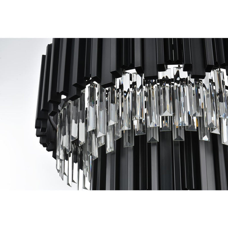 Elegant Lighting Willow 8 Light 2 Tier 24" Chandelier, Black/Clear