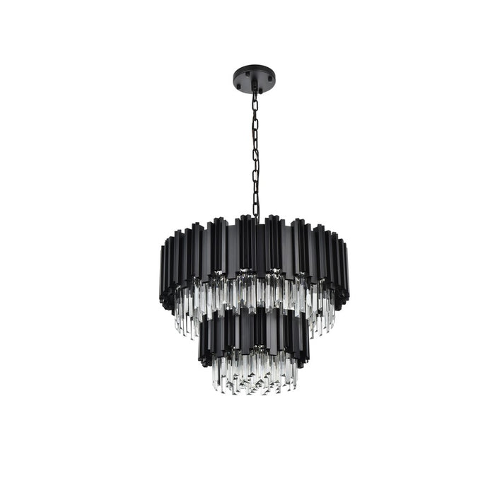 Elegant Lighting Willow 8 Light 2 Tier 24" Chandelier, Black/Clear