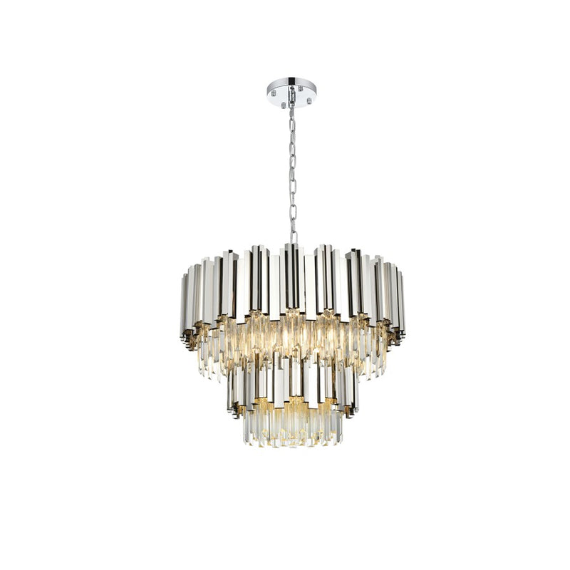 Elegant Lighting Willow 8 Light 2 Tier 24" Chandelier, Chrome/Clear