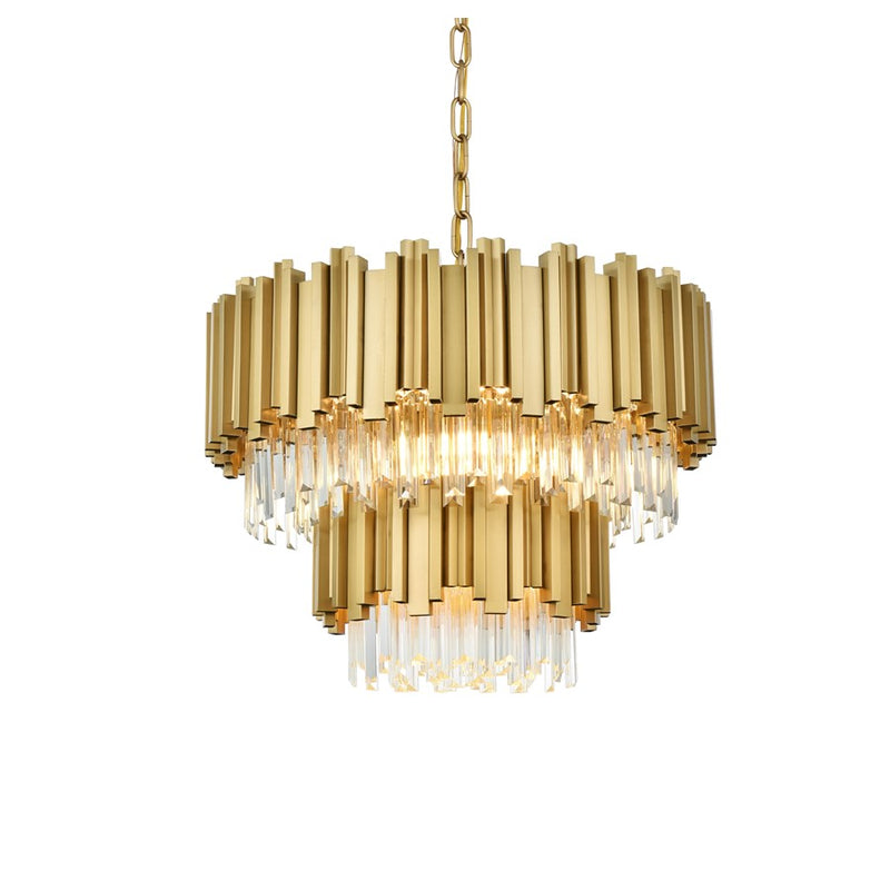 Elegant Lighting Willow 8Lt 2 Tier 24" Chandelier, Satin Gold/Clear