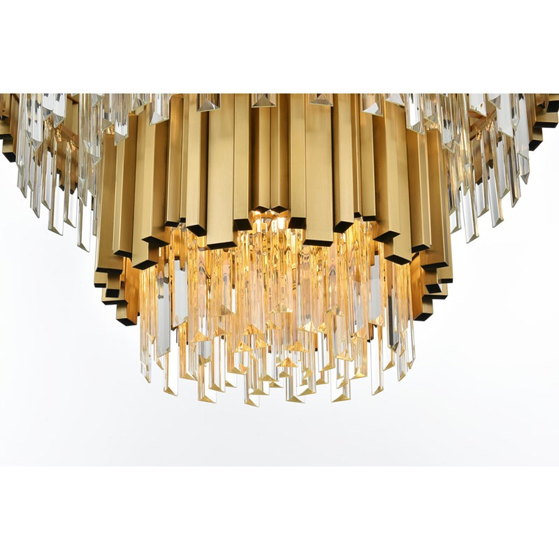 Elegant Lighting Willow 8Lt 2 Tier 24" Chandelier, Satin Gold/Clear