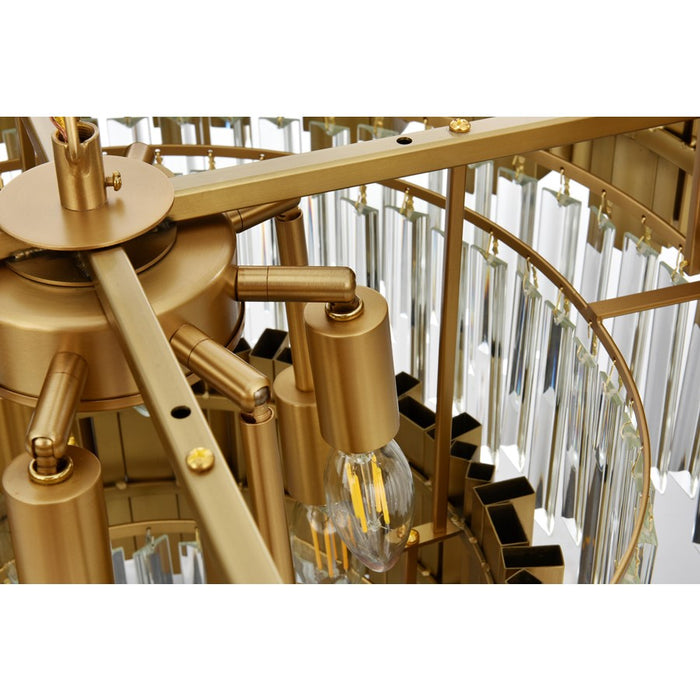 Elegant Lighting Willow 8Lt 2 Tier 24" Chandelier, Satin Gold/Clear