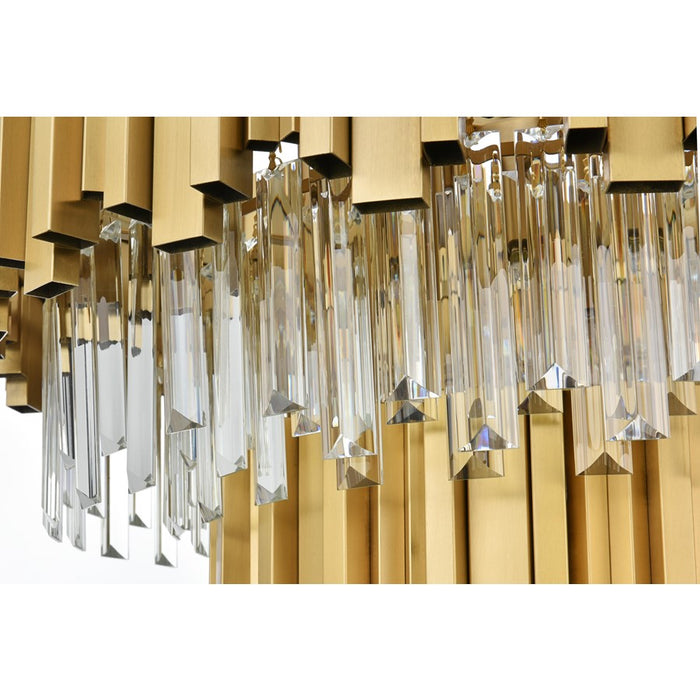 Elegant Lighting Willow 8Lt 2 Tier 24" Chandelier, Satin Gold/Clear