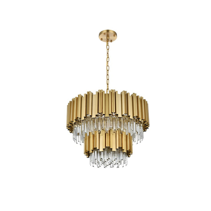 Elegant Lighting Willow 8Lt 2 Tier 24" Chandelier, Satin Gold/Clear