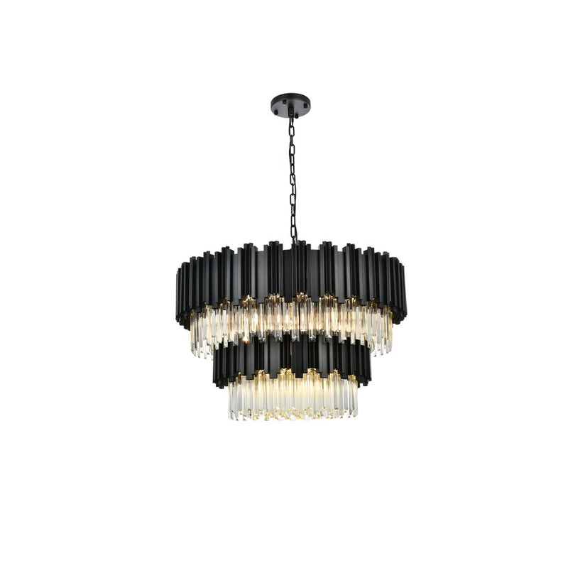Elegant Lighting Willow 12 Light 32" Chandelier, Black/Clear