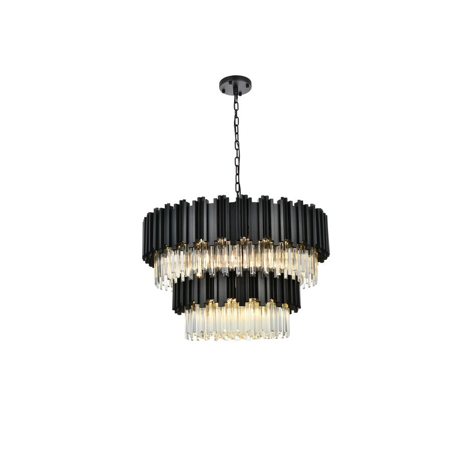 Elegant Lighting Willow 12 Light 32" Chandelier, Black/Clear - 3400G32BK
