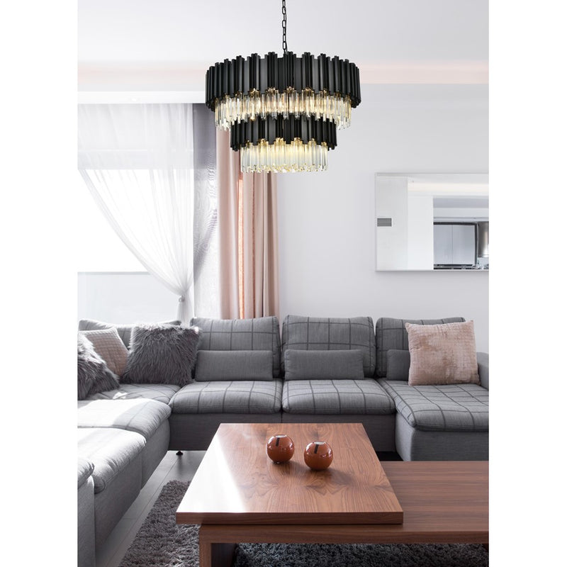 Elegant Lighting Willow 12 Light 32" Chandelier, Black/Clear
