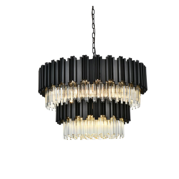 Elegant Lighting Willow 12 Light 32" Chandelier, Black/Clear