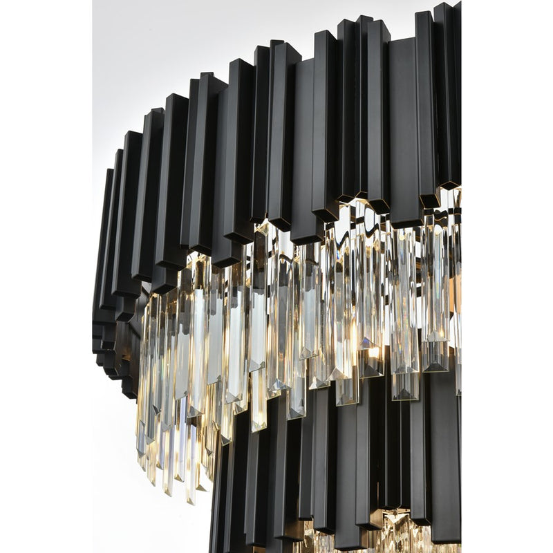 Elegant Lighting Willow 12 Light 32" Chandelier, Black/Clear