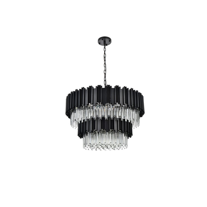 Elegant Lighting Willow 12 Light 32" Chandelier, Black/Clear