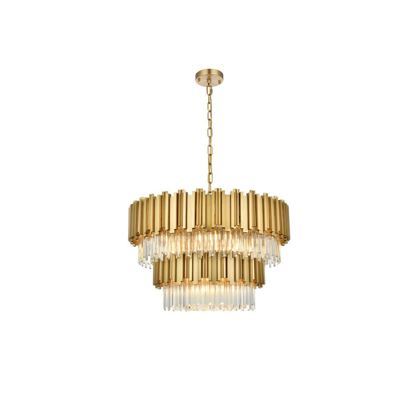 Elegant Lighting Willow 12 Light 32" Chandelier, Satin Gold/Clear