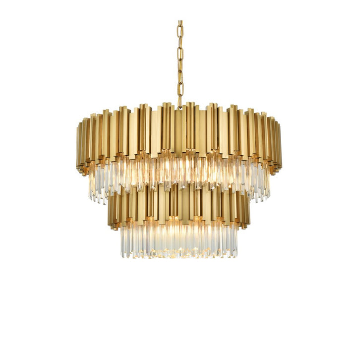 Elegant Lighting Willow 12 Light 32" Chandelier, Satin Gold/Clear