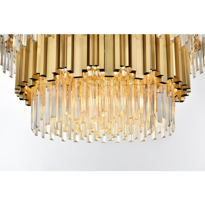 Elegant Lighting Willow 12 Light 32" Chandelier, Satin Gold/Clear