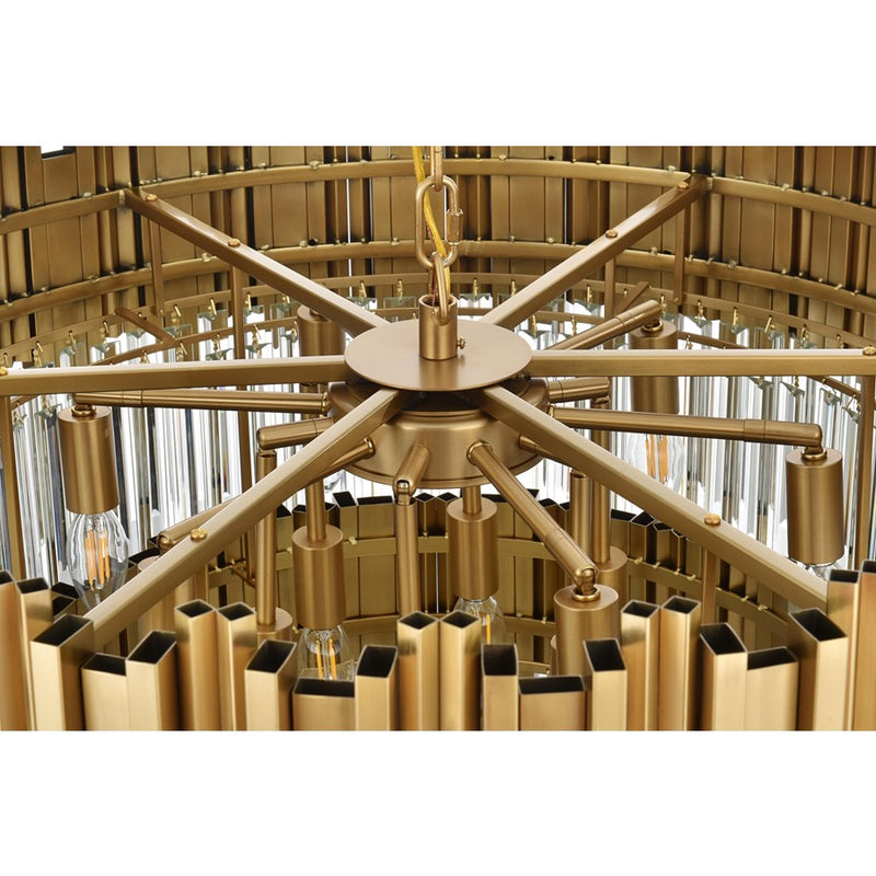 Elegant Lighting Willow 12 Light 32" Chandelier, Satin Gold/Clear