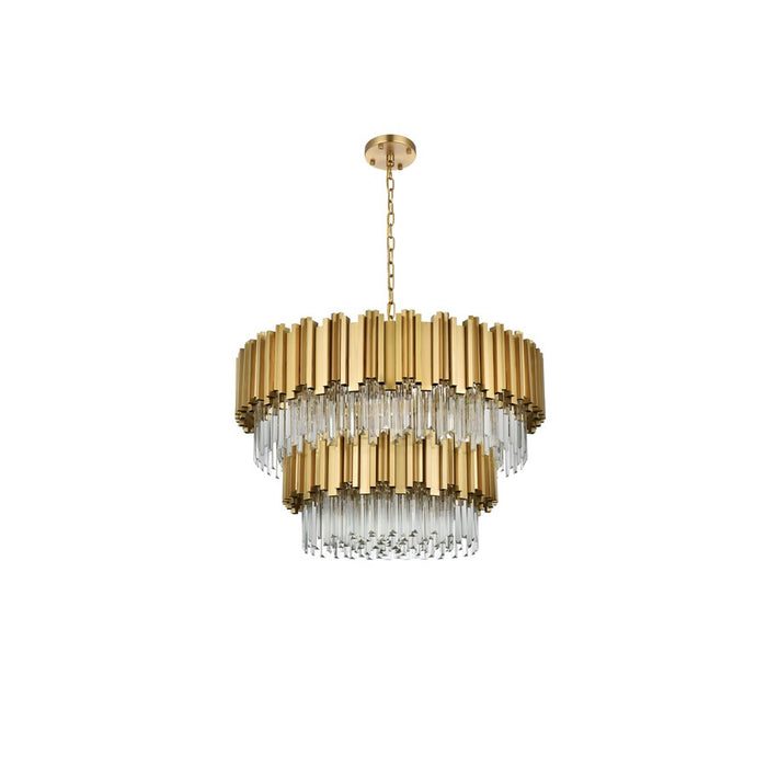 Elegant Lighting Willow 12 Light 32" Chandelier, Satin Gold/Clear