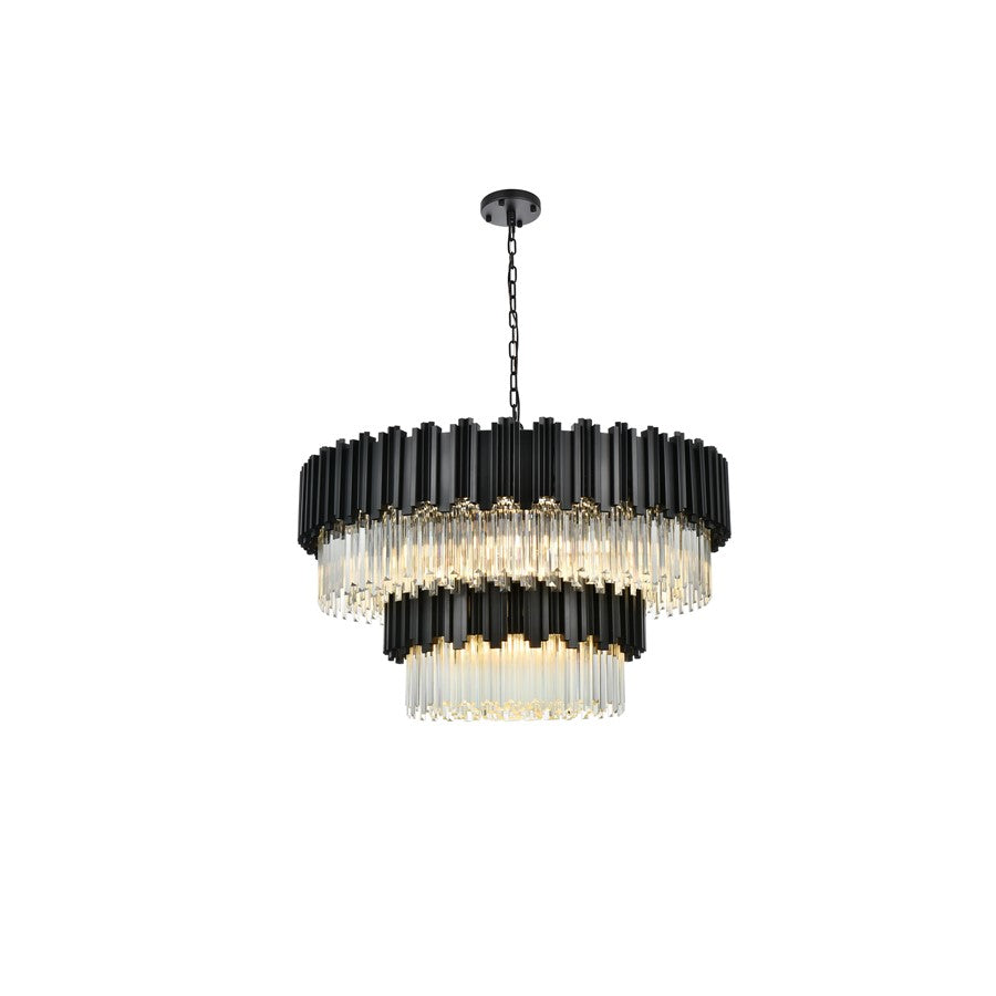 Elegant Lighting Willow 16 Light 40" Chandelier, Black/Clear - 3400G40BK