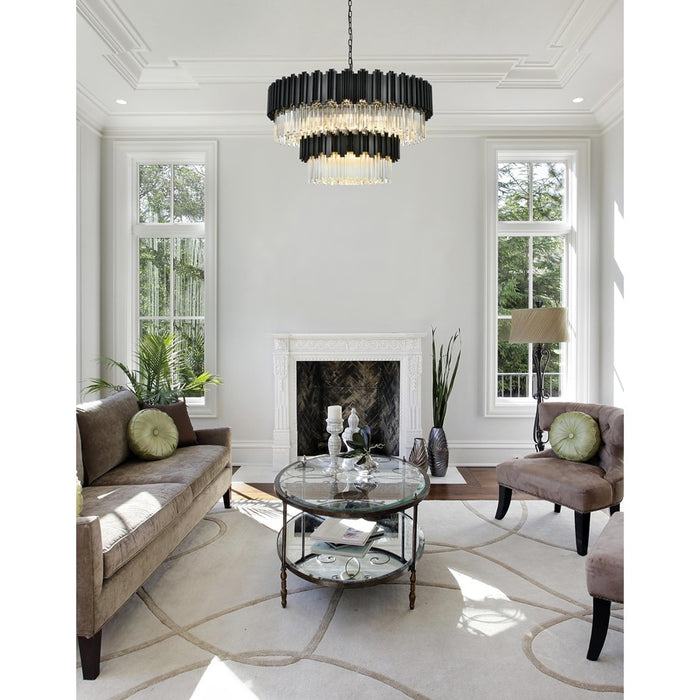 Elegant Lighting Willow 16 Light 40" Chandelier, Black/Clear