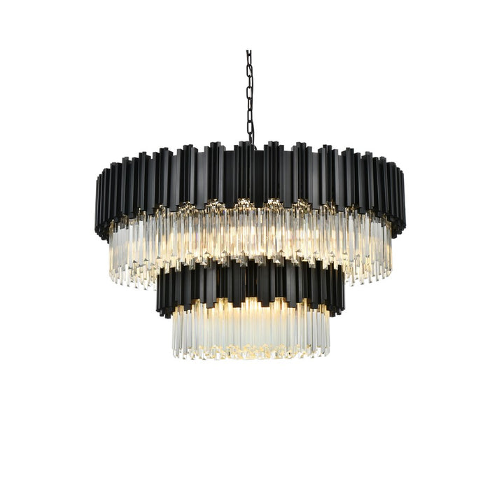 Elegant Lighting Willow 16 Light 40" Chandelier, Black/Clear