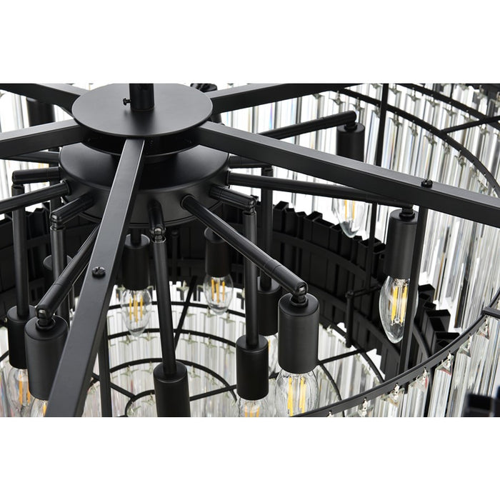 Elegant Lighting Willow 16 Light 40" Chandelier, Black/Clear