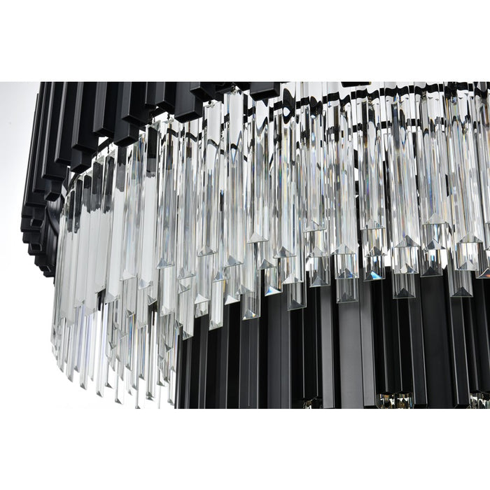 Elegant Lighting Willow 16 Light 40" Chandelier, Black/Clear