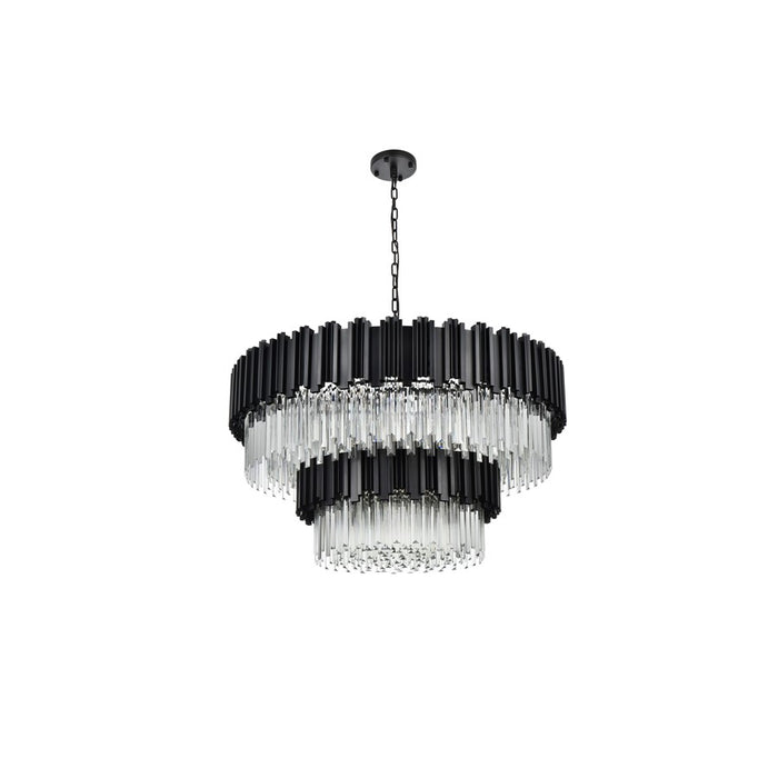 Elegant Lighting Willow 16 Light 40" Chandelier, Black/Clear