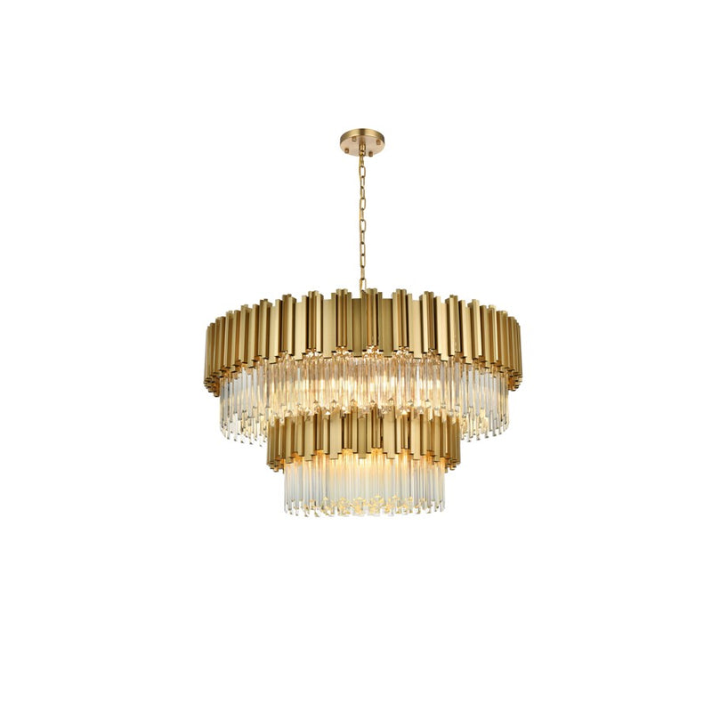 Elegant Lighting Willow 16 Light 40" Chandelier, Satin Gold/Clear