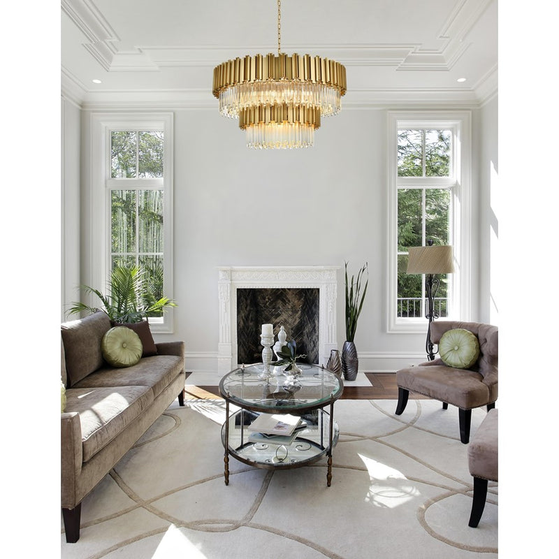 Elegant Lighting Willow 16 Light 40" Chandelier, Satin Gold/Clear
