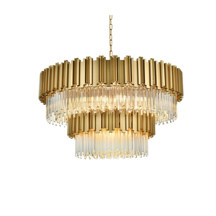 Elegant Lighting Willow 16 Light 40" Chandelier, Satin Gold/Clear