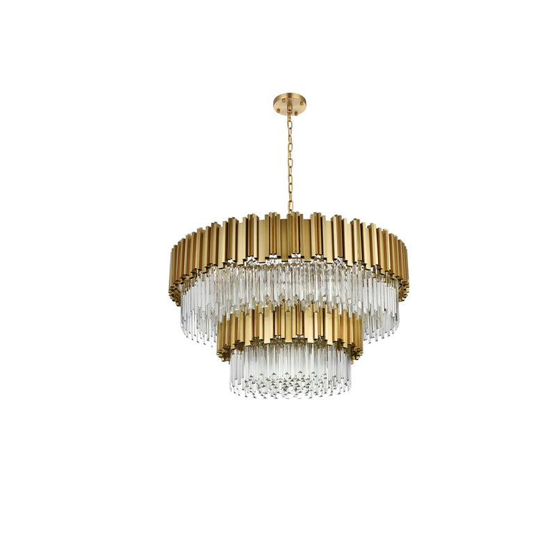 Elegant Lighting Willow 16 Light 40" Chandelier, Satin Gold/Clear