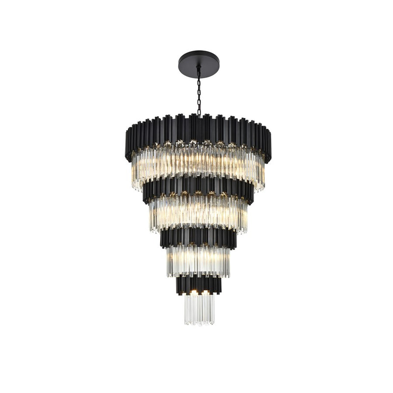 Elegant Lighting Willow 27 Light 40" Chandelier, Black/Clear