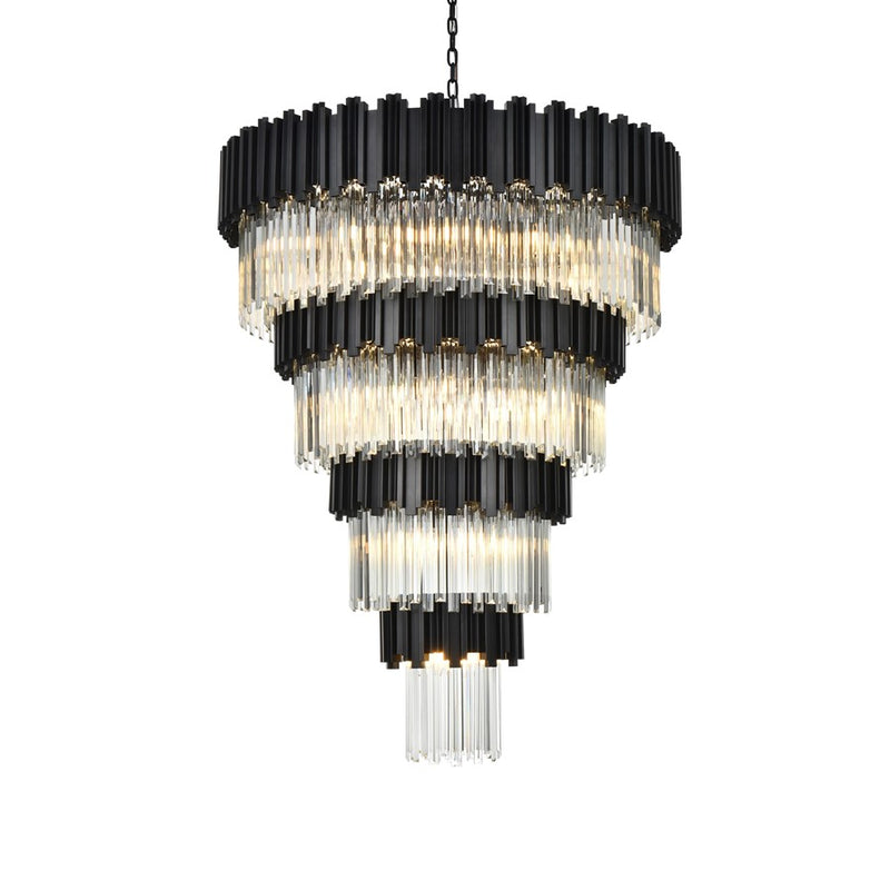 Elegant Lighting Willow 27 Light 40" Chandelier, Black/Clear