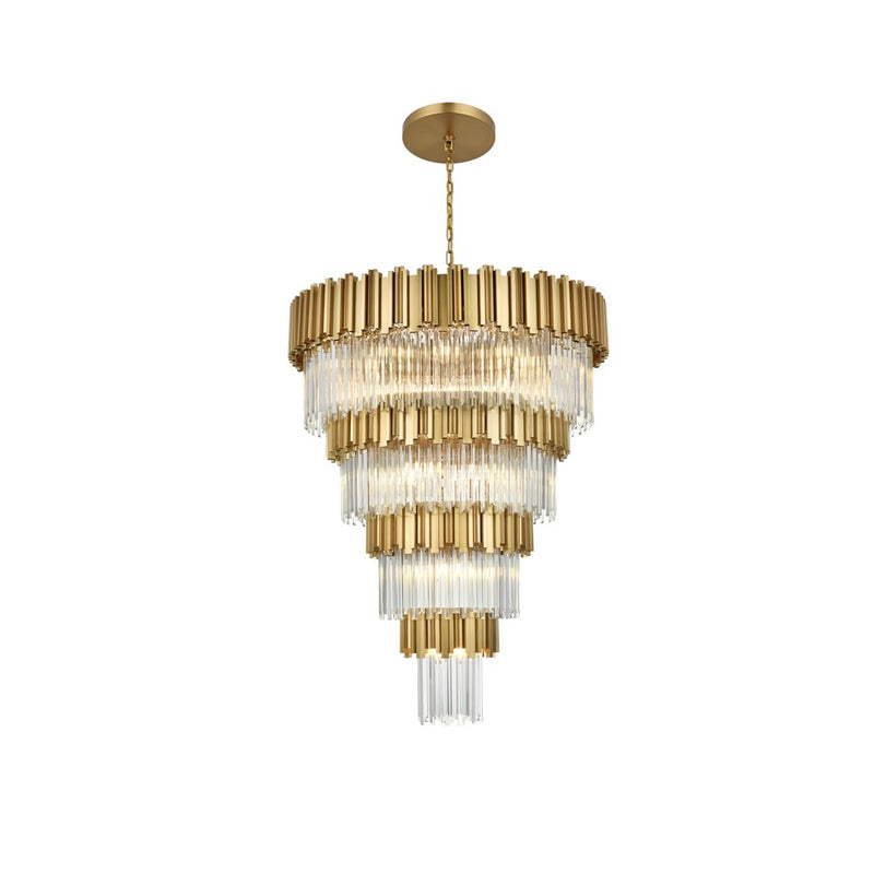 Elegant Lighting Willow 27 Light 40" Chandelier, Satin Gold/Clear