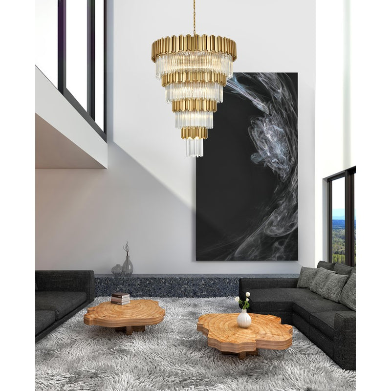 Elegant Lighting Willow 27 Light 40" Chandelier, Satin Gold/Clear