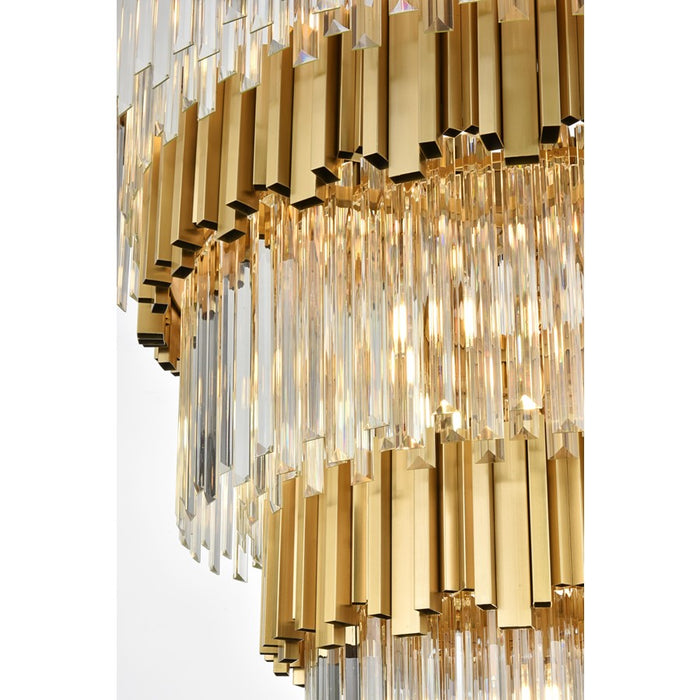 Elegant Lighting Willow 27 Light 40" Chandelier, Satin Gold/Clear
