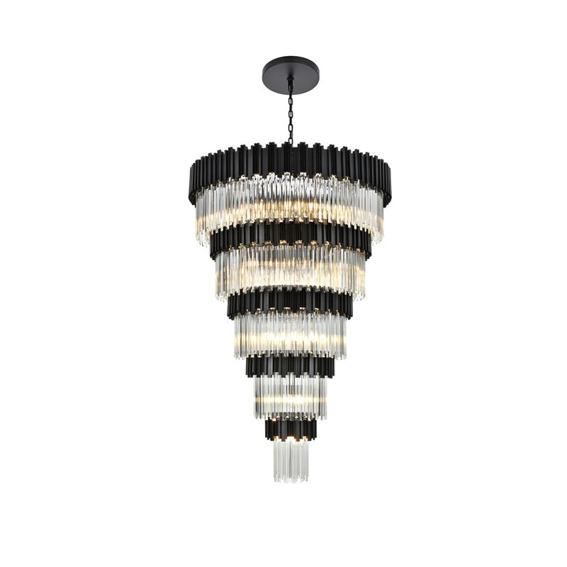 Elegant Lighting Willow 39 Light 48" Chandelier, Black/Clear