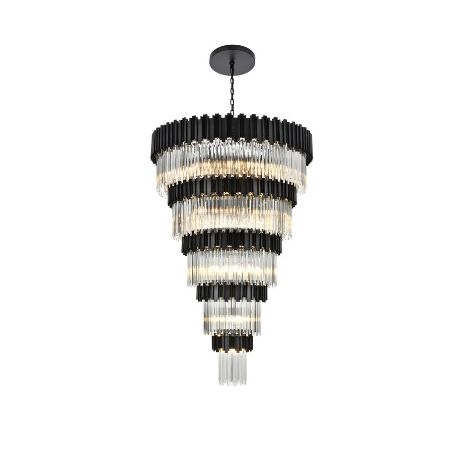 Elegant Lighting Willow 39 Light 48" Chandelier, Black/Clear