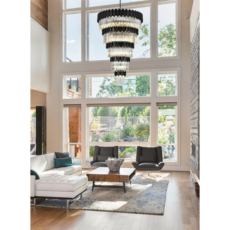 Elegant Lighting Willow 39 Light 48" Chandelier, Black/Clear