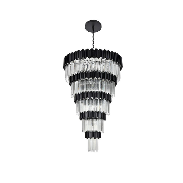 Elegant Lighting Willow 39 Light 48" Chandelier, Black/Clear