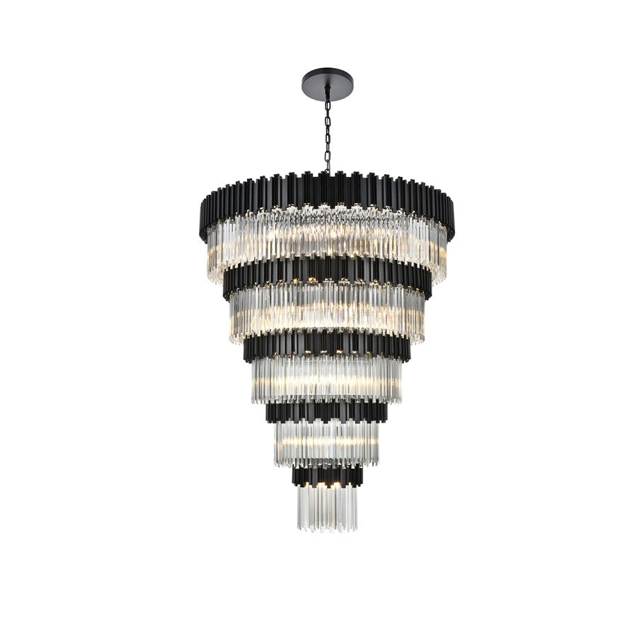 Elegant Lighting Willow 43 Light 59" Chandelier, Black/Clear - 3400GR59BK