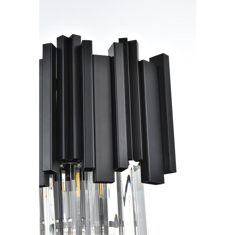 Elegant Lighting Willow 3 Light 12" Wall Sconce, Black/Clear