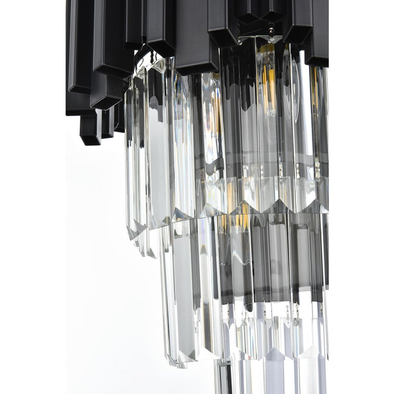 Elegant Lighting Willow 3 Light 12" Wall Sconce, Black/Clear