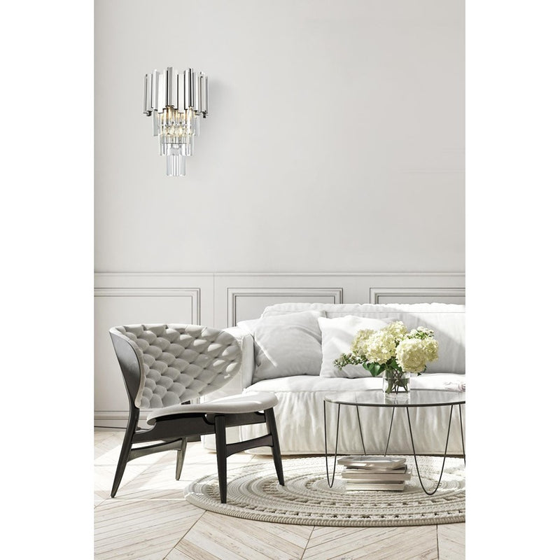 Elegant Lighting Willow 3 Light 12" Wall Sconce, Chrome/Clear