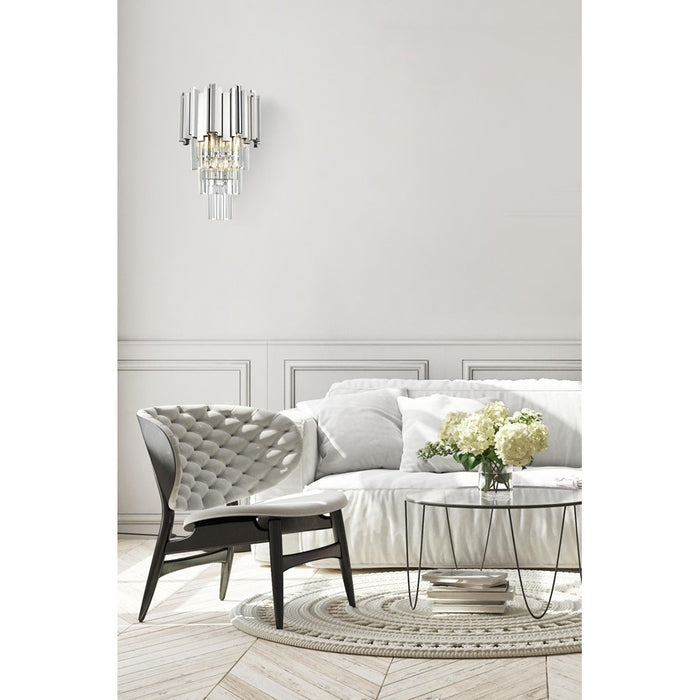 Elegant Lighting Willow 3 Light 12" Wall Sconce, Chrome/Clear