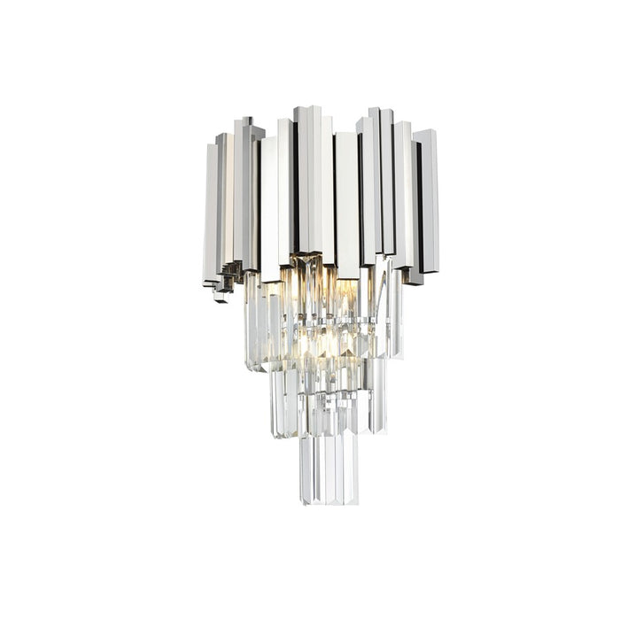 Elegant Lighting Willow 3 Light 12" Wall Sconce, Chrome/Clear