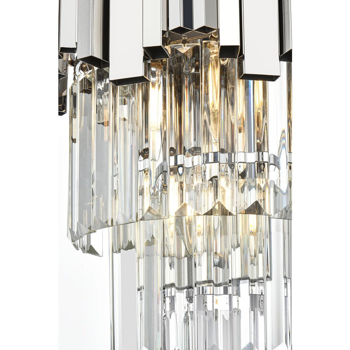 Elegant Lighting Willow 3 Light 12" Wall Sconce, Chrome/Clear